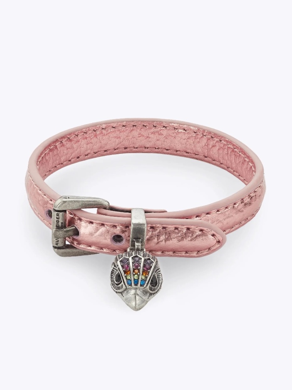 Kurt Geiger London Metallic Pink Leather Eagle Bracelet
